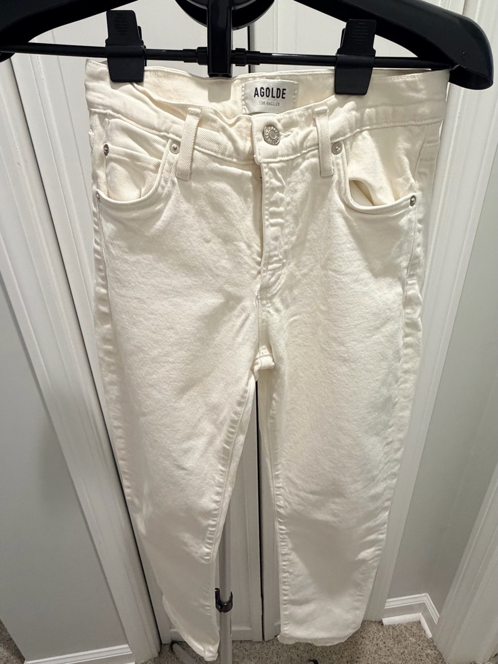 Agolde Cream Straight-Leg Jeans